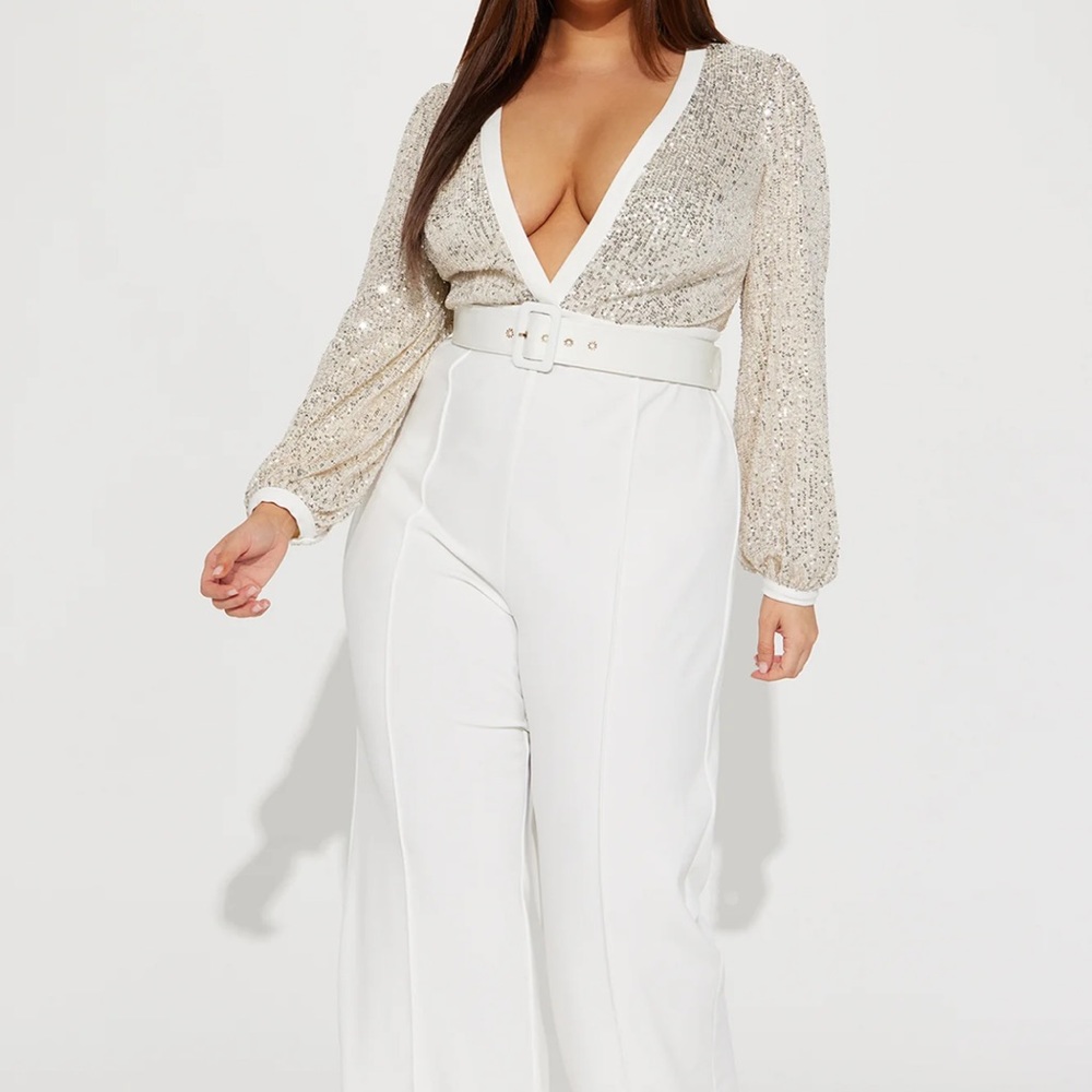 Plus size sequin jump suit
